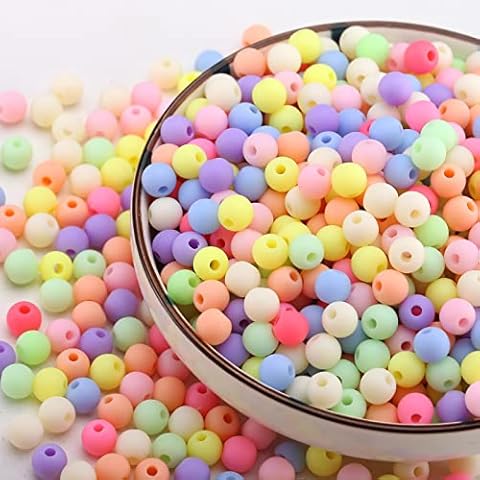 HERZWILD 1800pcs Matte Acrylic Round Frosted Candy Color Beads,Assorted Beaded Bracelets Mix Plastic Pastel Loose Spacer ,Opaque Pastel Colors Mixed for DIY Jewelry Making Crafts(Color-B) Cover