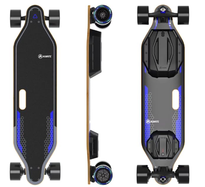 Askate A1 Electric Skateboard with Remote, Rang Up to 17 Miles, 8 Ply Canadian Maple, Smooth Breaking, Suitable for Younger Beginners