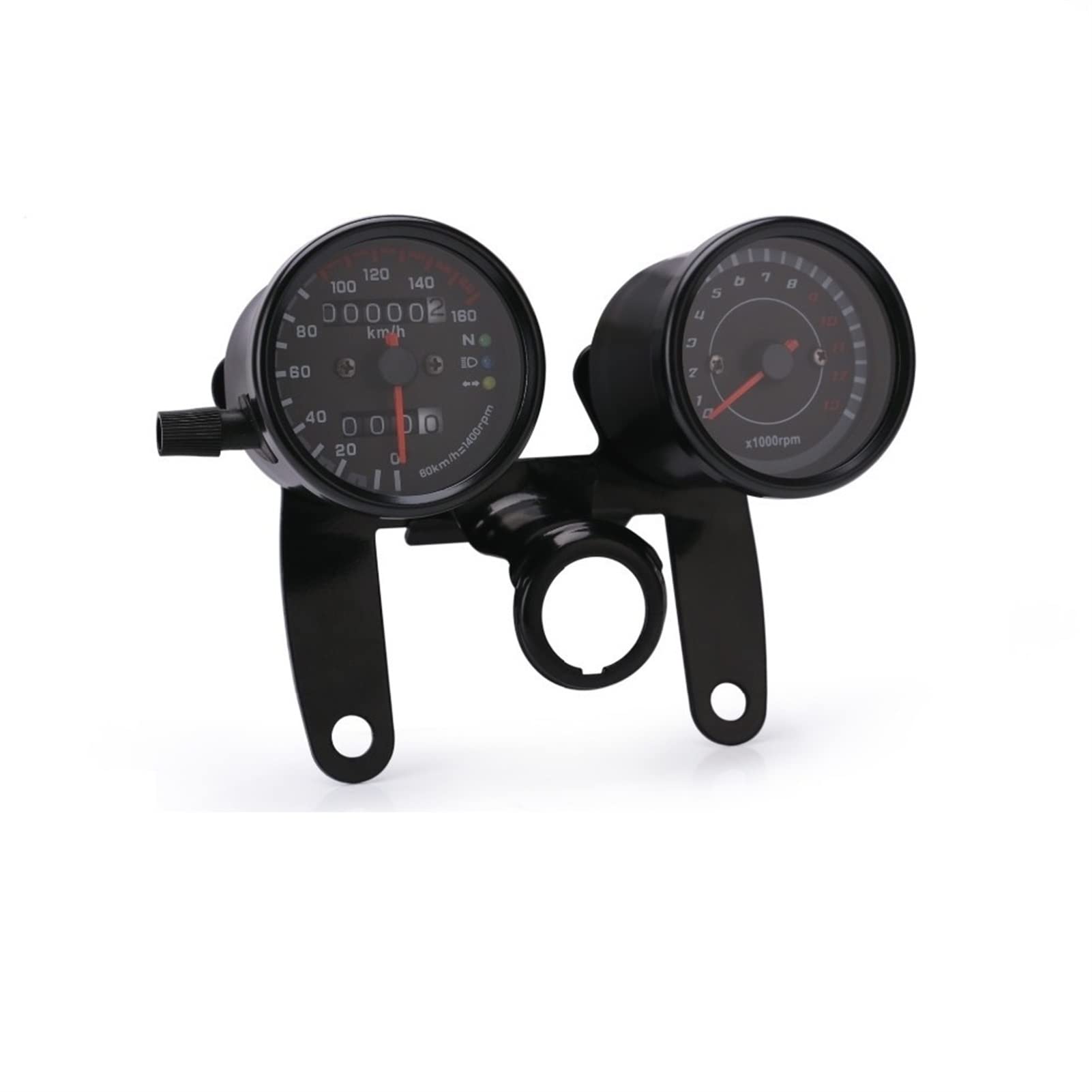 1Set Nero Universale Moto Tachimetro Contachilometri Calibro 0-160 Km/h 13000 Rpm LUCE Retroilluminazione Strumento Tachimetro Misuratore per motociclette