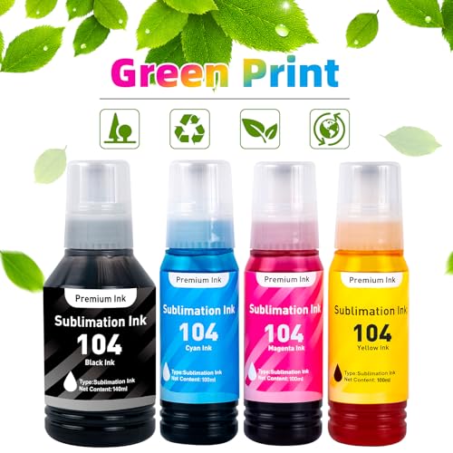 JoyPrinting E104 Sublimationstinte Multipack Nachfüllkit Kompatibel für Epson Ecotank ET‑2711 ET-1810 ET-2710 ET-2861 ET-2862 ET-2712 ET-2714 ET-2715 ET-2720 ET-2721 (140ml BK, 100ml Farbe)