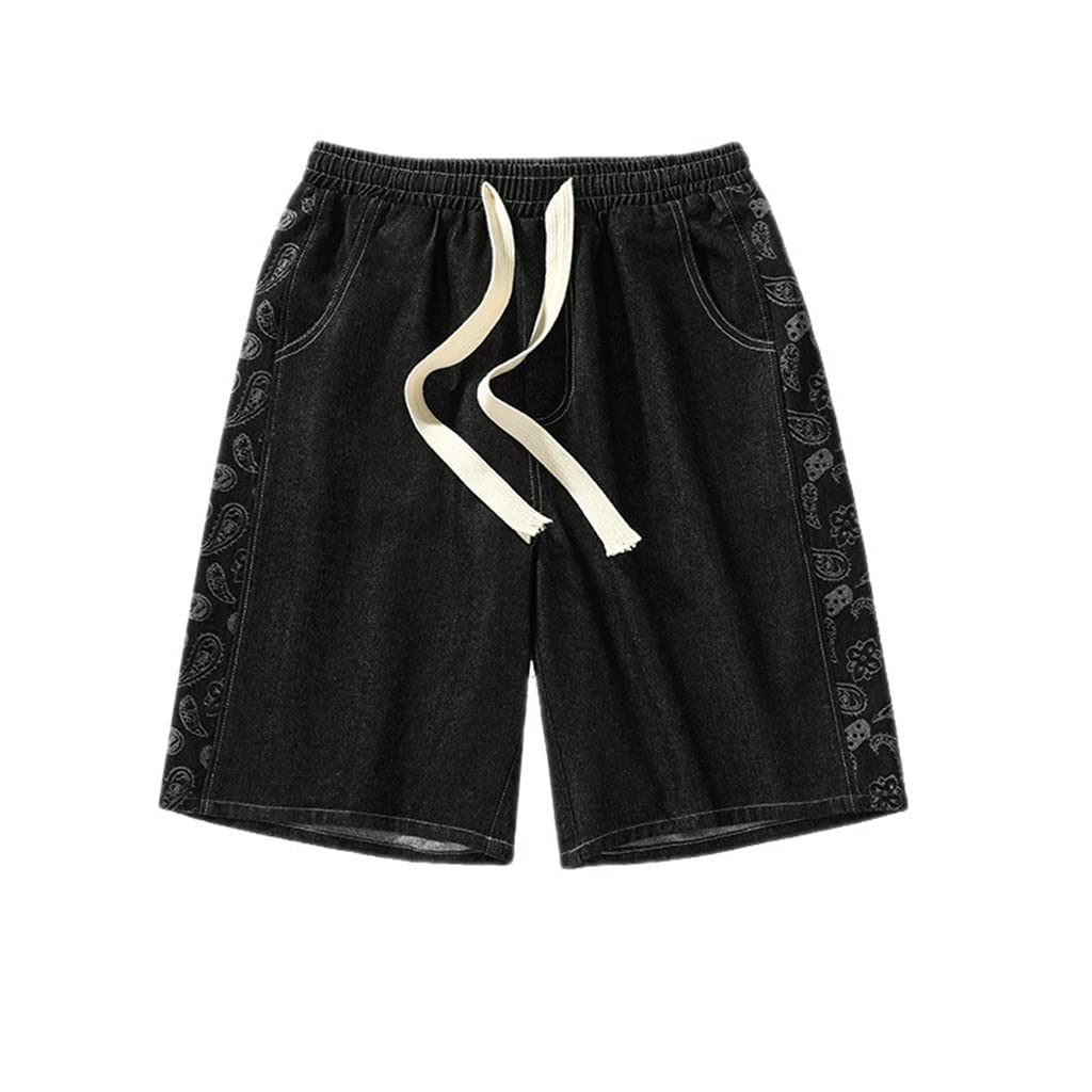 HBJWOV Outwear Basketball Shorts Relaxed Casual Black Capris Shorts Mens Loose Fitting Sports Shorts