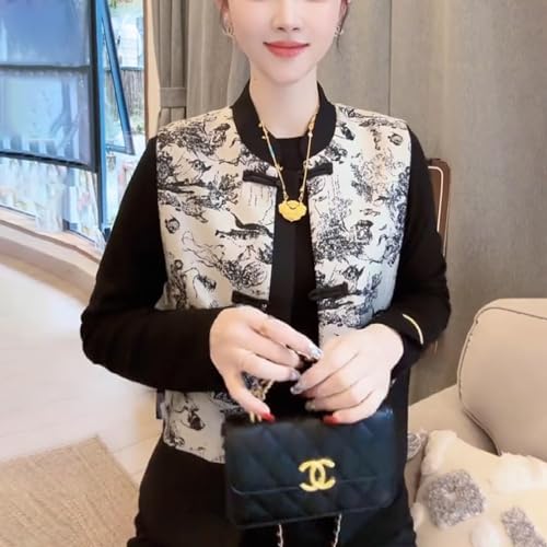 Women's Floral Vest Chinese Fashion Sleeveless Waistcoat Tang Suit Top Frog Button Cardigan Blouse Stand Collar Jacket Coat4