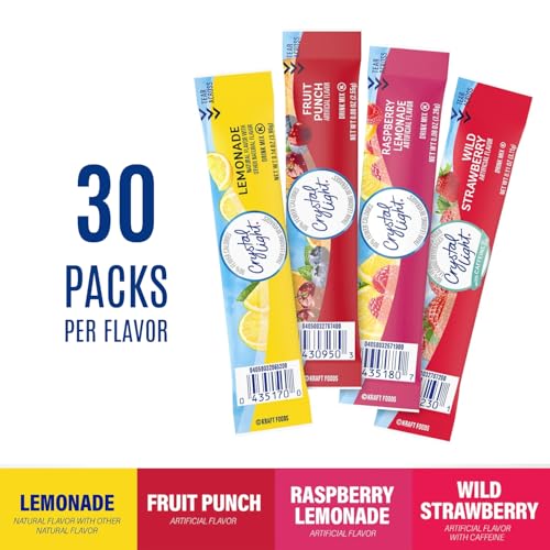 Crystal Light Water Flavoring Enhancer Variety Bulk, 120 Drink Mix Packets (30 Each Flavor) - Lemonade, Fruit Punch, Raspberry Lemon, Wild Strawberry, Bundle With Galley Grove Sugar Free Breath Mints - Image 5
