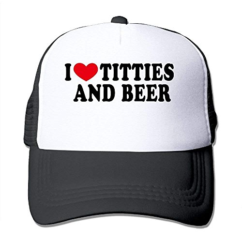 longkouishilong Gorras béisbol Heart Titties and Beer Love Funny Joke Adjustable Printing Trucker Hat Unisex Adult Baseball Mesh Cap