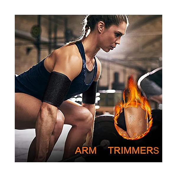 WenX Arm Trimmers for Women Sauna Arm Sweat Bands Neoprene Arm Trainer Toner Sleeves for Sports Workout, 2 Pack (M)