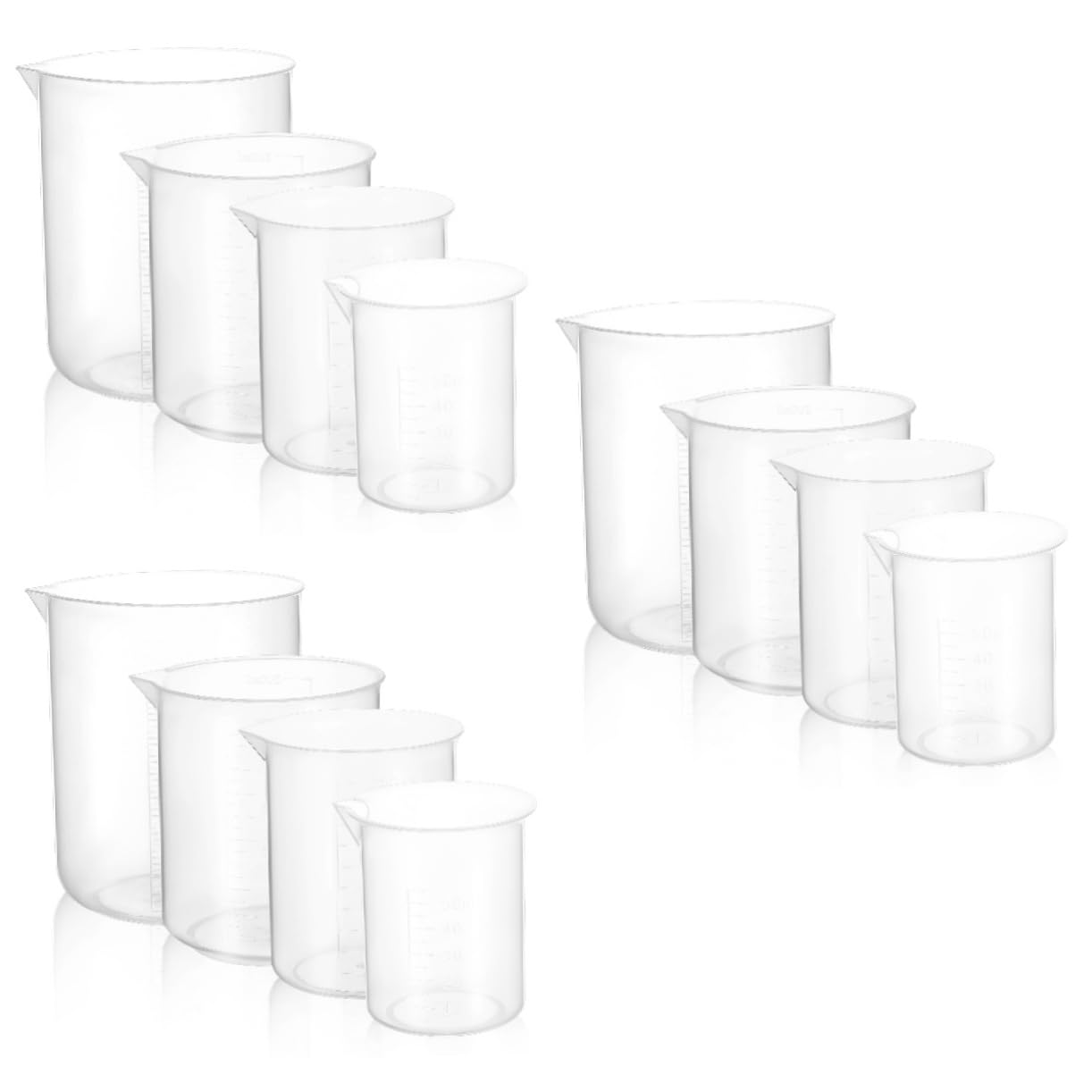 Alipis 12piezas Tazas Medidoras Transparentes Sin Asa Jarras De Plástico Para Medición De Utensilios De Cocina Prácticos y Funcionales