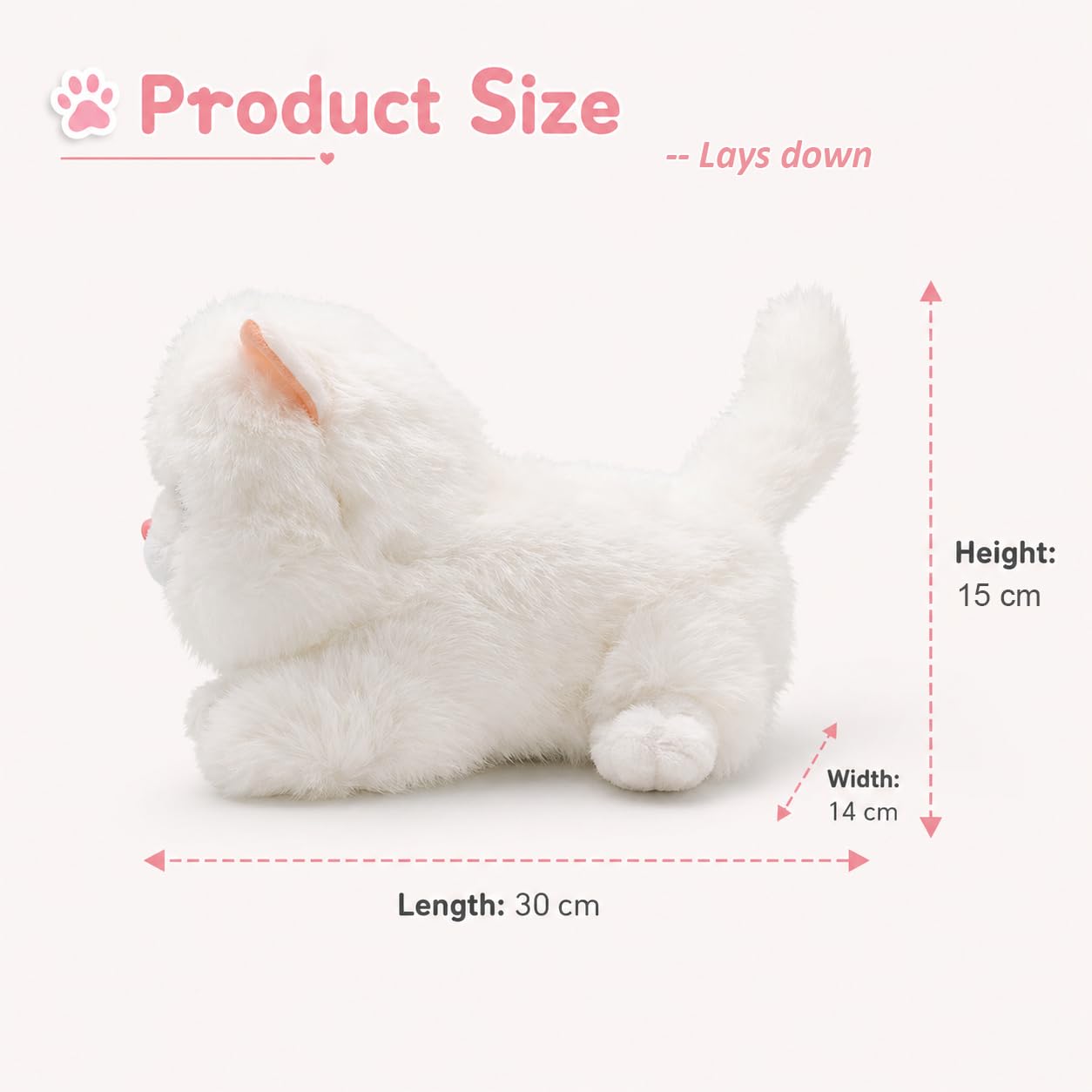 YH YUHUNG Blanco realista robot gato relleno animal de peluche electrónico interactivo gato con control de voz ladrando maullido gato gatito regalo de cumpleaños para niños