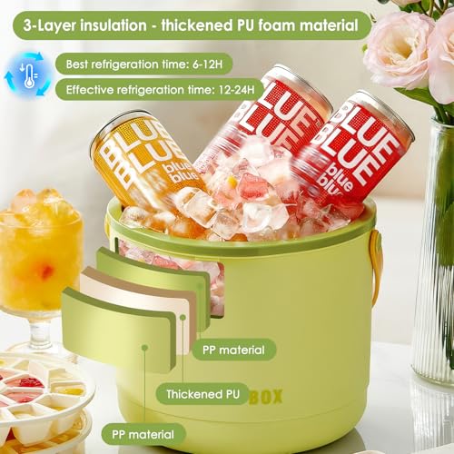 Ice Bucket,2.6L Buckets With Ice Cube Tray,Easy Demolding And 24-Hour Ice Storage, Ice Bucket With Lid, Tongs Carry And Handles,Ice Buckets For Picnics And Parties,For Freezer & Drinks - Image 3