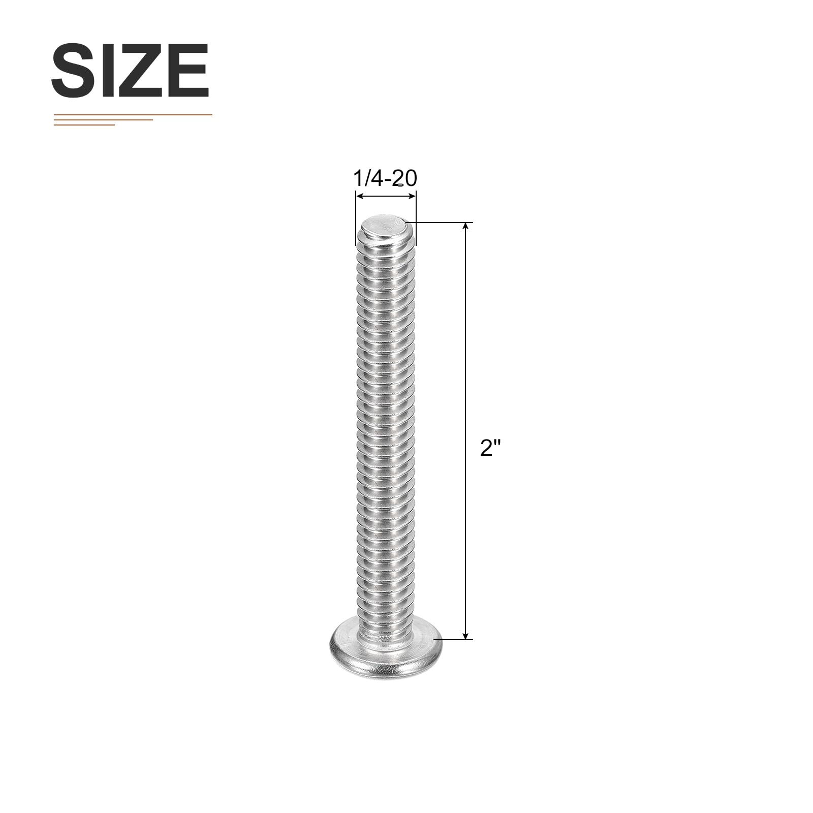 DTGN 1/4-20x2" Pan Head Machine Screws, 10Pcs 304 Stainless Steel, Phillips Drive, UNC Full Thread, Bright Finish, Screws Bolts Kit - Image 2