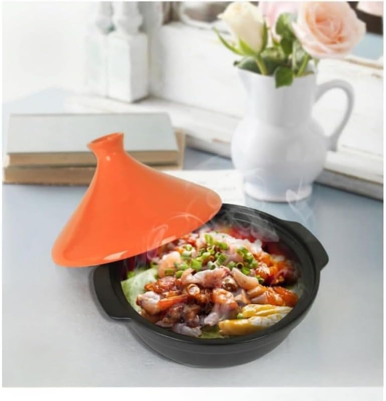 タジン鍋 L サイズ イエロー エナメル鋳鉄製 セラミックカバー 多機能キャセロール スープ・蒸し料理用 キッチン用品 贈り物適合