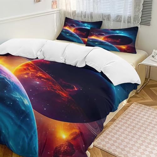 Housse de couette 200x200 parure de lit 3d linge de lit microfibre 3 pièces