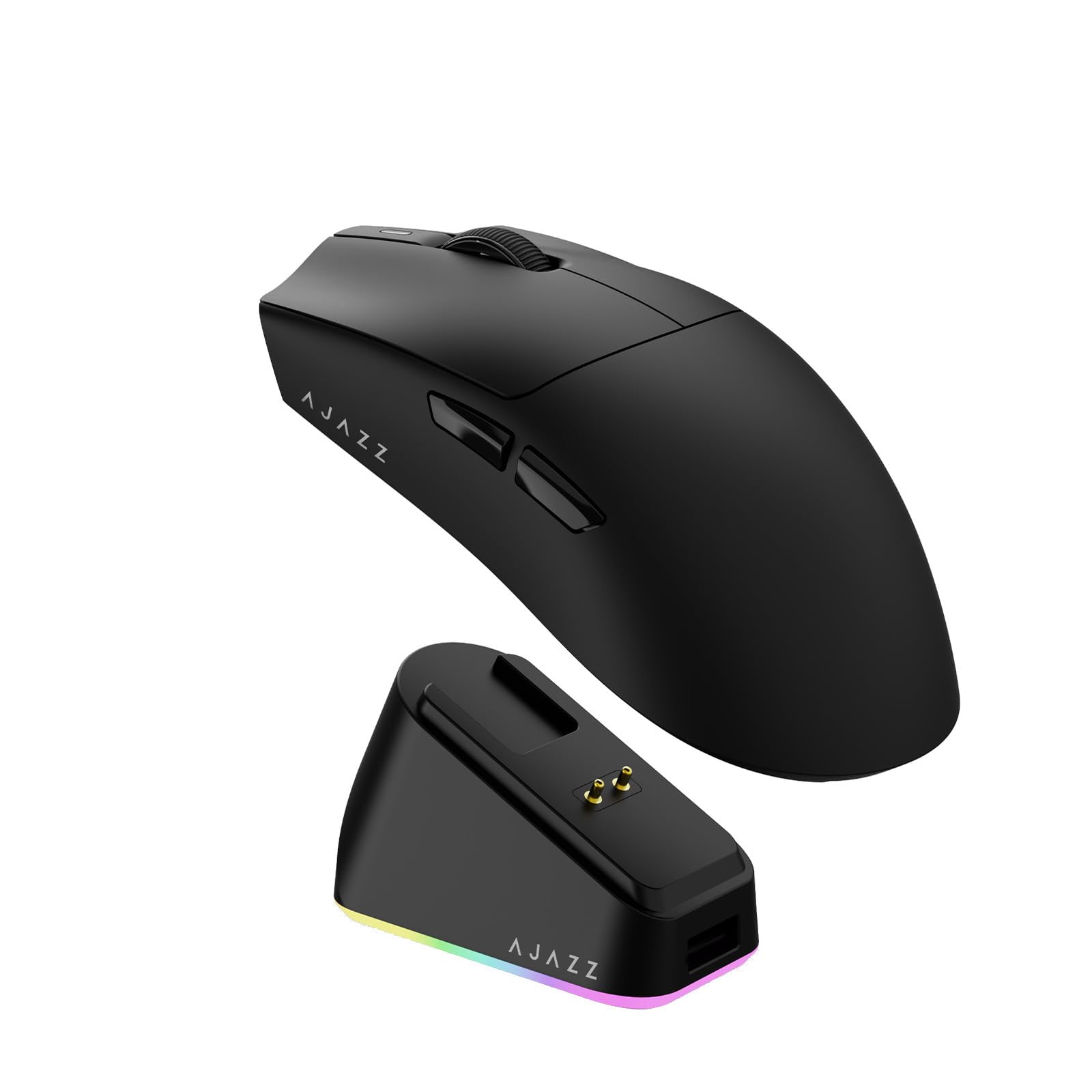 AJAZZ AJ139P V3 Mc Wireless Gaming Mouse, PAW3311 Sensor, 24K DPI, 2.4G/USB-C/BT, 800mAh Battery, Ultra-Light 69g, RGB Magnetic Charging Base, 80 Million Clicks Life, Compatible con PC y Mac, Negro