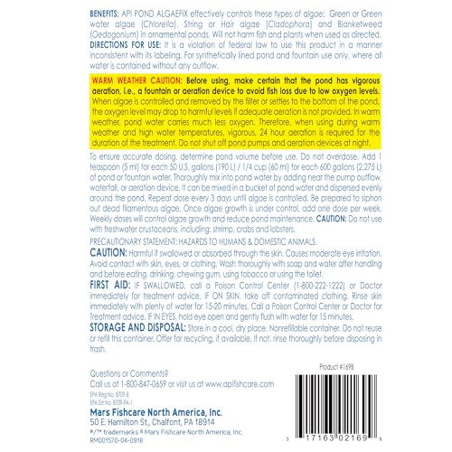 Image of API Pond ALGAEFIX Pond Algae Control-Copper Free-Clean, Clear Water-Up to 4800 Gallons-Safe for Fish & Plants-Water Gardens, Fountains-Natural Active Ingredient-EPA-Registered, 16-Ounce (Pack of 12)