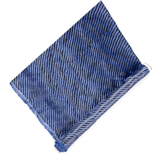 Blue Black Carbon Fiber Fabric 50cm x 100cm 2x2 Twill Weave 3K 200g Cloth for Custom Parts Car Boats and More