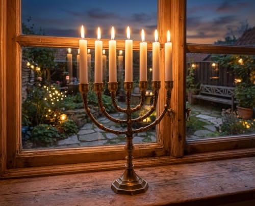 Menorah 7 branches laiton 20,3 cm chandelier hébraïque traditionnel