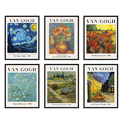 Sylvana Workshop - Van Gogh Posters And Prints Wall Art, Unframed(Set Of 6 Wall Decor), Fine Art Posters Prints, The Starry Night, Art Prints, Famous Posters, Famous Prints, Van Gogh Decorations… (8"X10") #TOP3