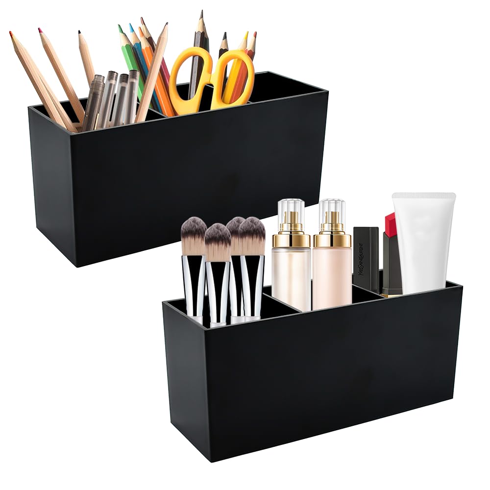 NAROSEBE Soporte Para Brochas de Maquillaje, Organizador de Brochas de Maquillaje, Con 3 Compartimentos, Organizador Brochas Maquillaje, Organizador de Maquillaje para Pinceles, Delineador de Ojo