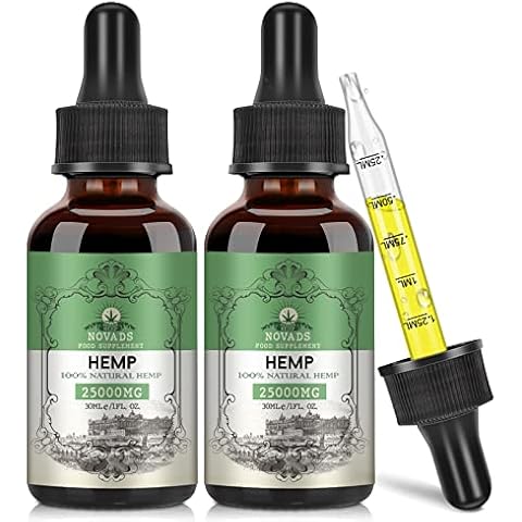 Premium Oil - 25000mg High Potency for Joint, Sleep, Stress & Anxiety, Rich in Omega 3-6-9, Vegan (25000mg 2pack) Cover