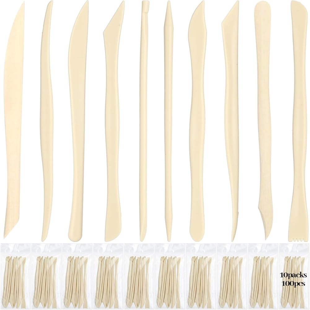 Aundhegrtt As Shown Plastilina Molding Embossing Tools 10 Set 100 Pcs Clay Sculpting Pottery For Carving Ceramics 10 Different Shapes