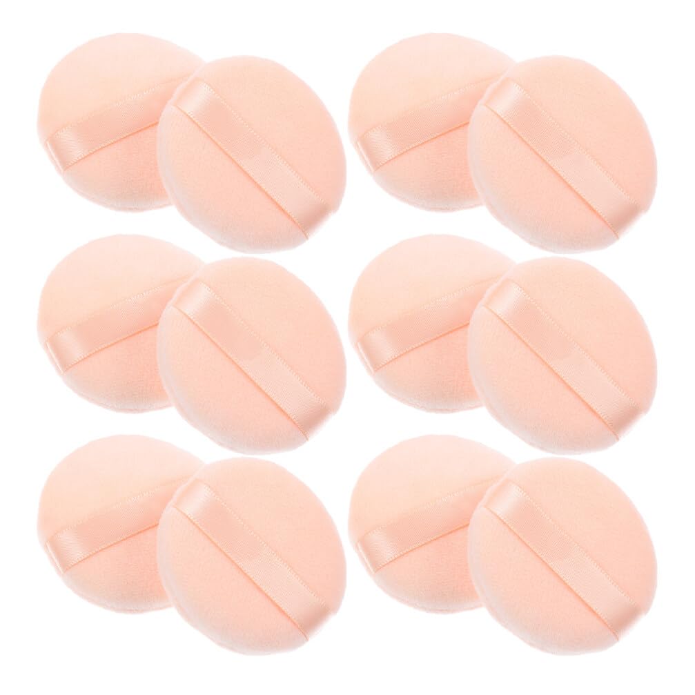 POPETPOP 16pcs Powder Puff Cotton Cosmetic Powder Makeup Puffs Pads with Ribbon Face Powder Puffs for Loose Powder Setting Powder Body Powder and Foundation