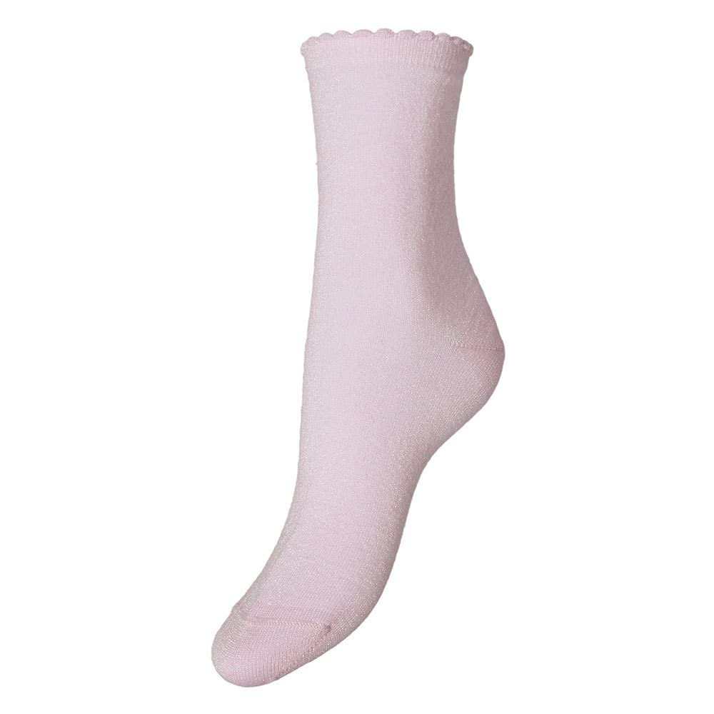 Pieces Women's Zephyr/Detail: Silver Lurex Pcsebby Glitter Long 1 Pack Socks Noos, 39 Regular