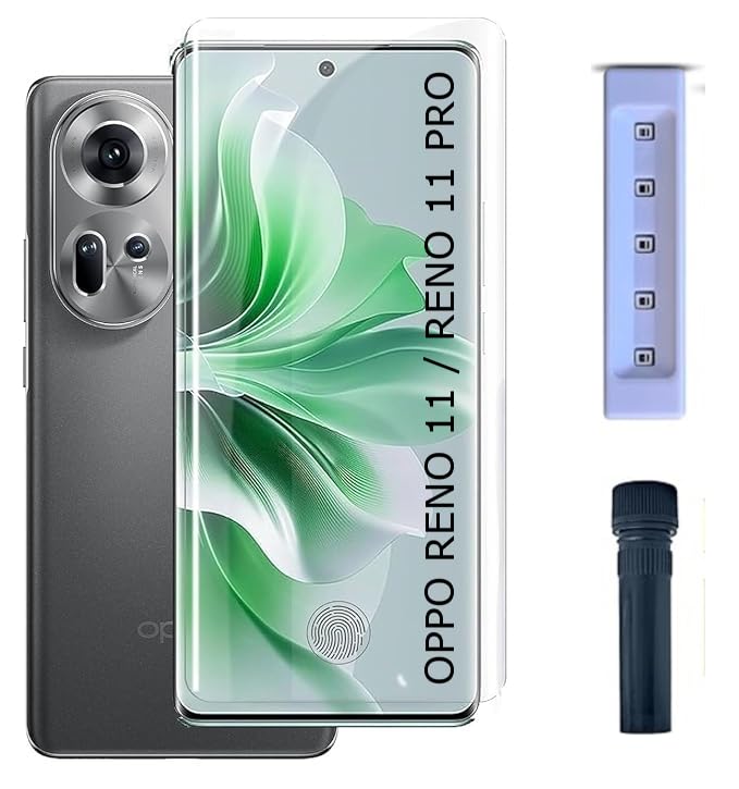 Image of UV Tempered Glass Curved Design for OPPO RENO 11 /11 PRO (5G) Advanced Border Less Full Edge to Edge Screen Protector and Easy Installation Kit