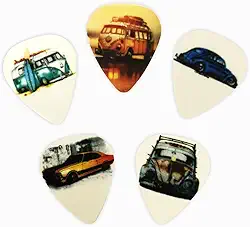 Kit Com 5 Palhetas Para Guitarra Carros Sortidos 1,2 MM Oficiais Gutti