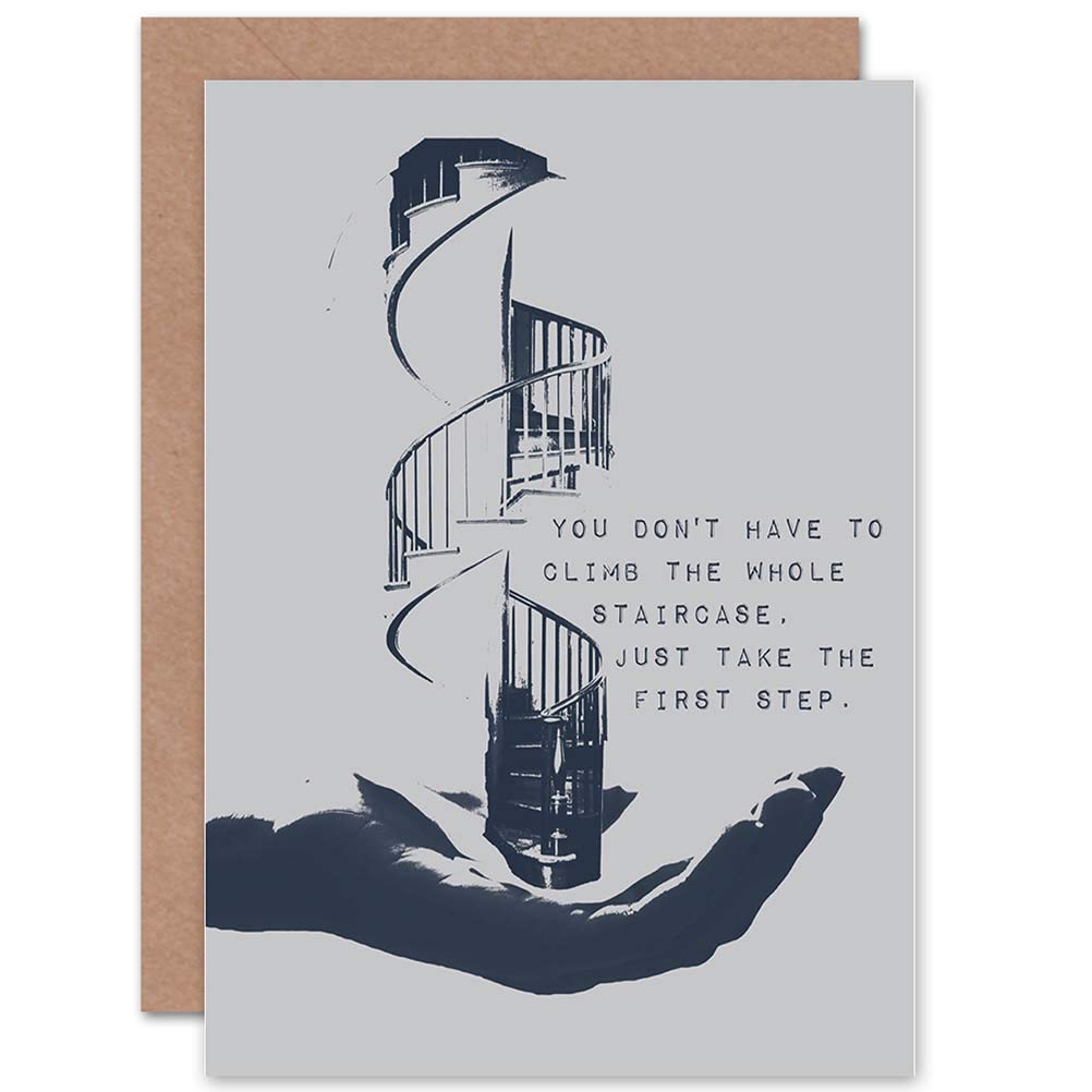 Wee Blue Coo Motivational Quote Take The First Step Blank Greeting Card
