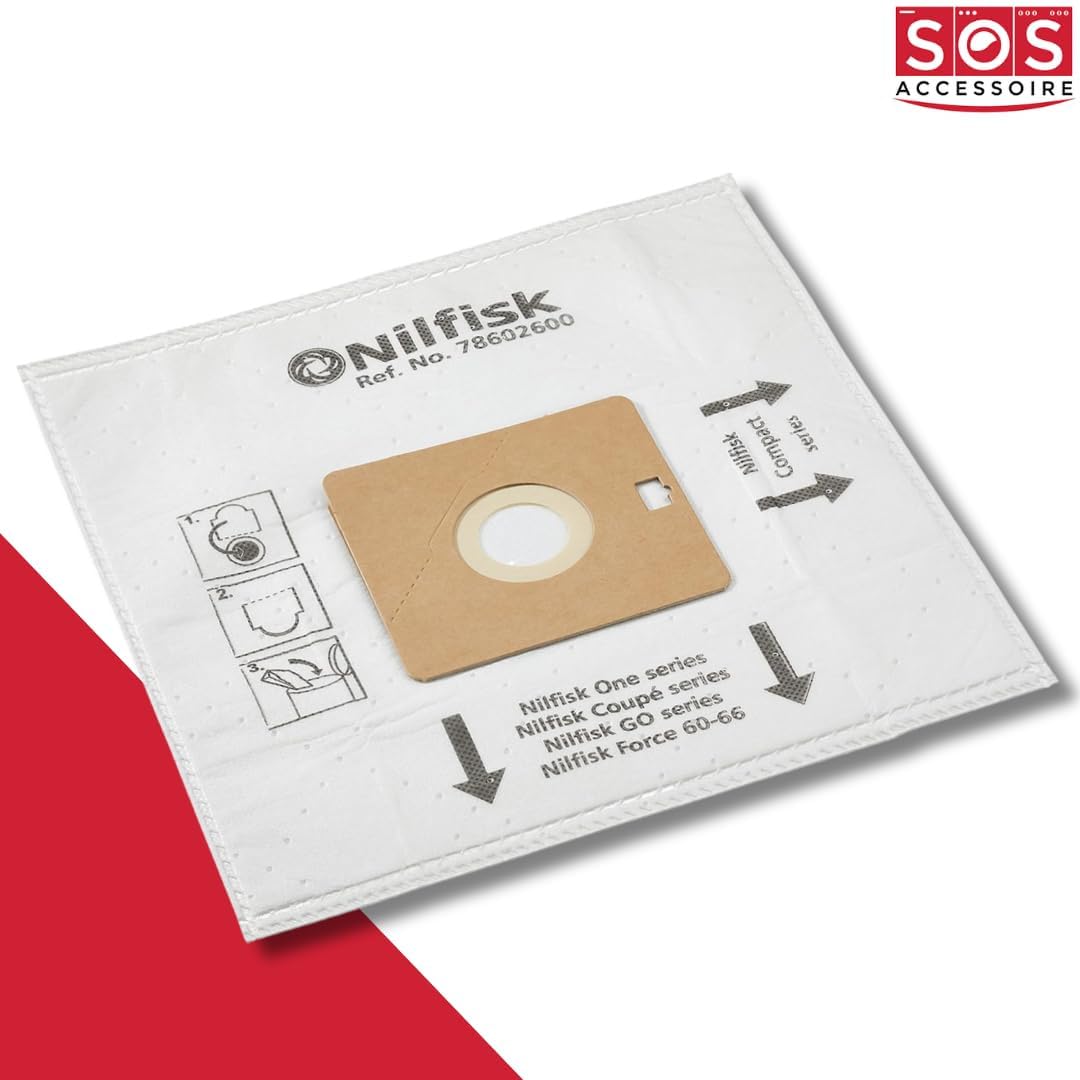 SOS - Juego de 8 cajas de 5 bolsas con 1 filtro para aspiradora NILFISK 78602600, 22422400