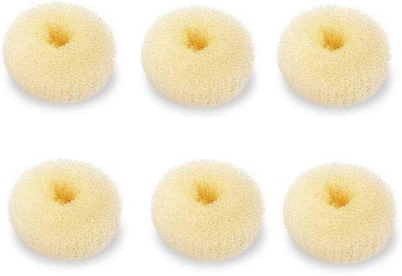 Mini Chignon Donut Hair Shaper, 6 PCS Bun Makers for Short and Thin Hair, 2 Inch Beige Bun Forms for Kids & Girls