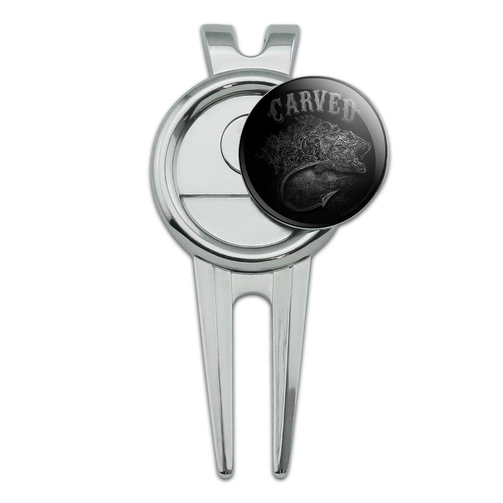 GRAPHICS & MORE Carved Bass Fish Fishing Hook Golf Divot Repair Tool and Ball Marker