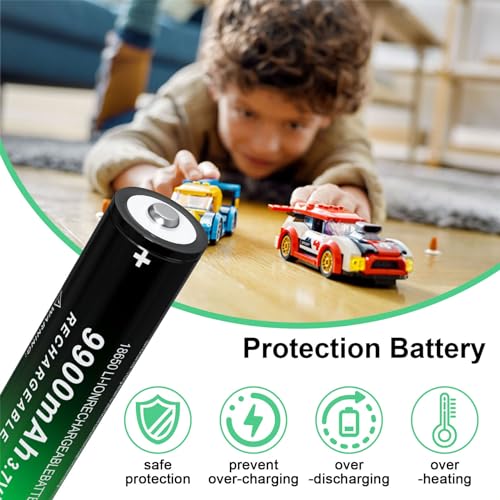 Benkia 18650 Rechargeable Battery 9900Mah Button Top 2 Pack 3.7Volt Li-Ion Battery For Led Flashlights Headlamps thumb #2