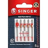 SINGER Ball Point Sewing Machine Needles, Size 80/12-5 Count