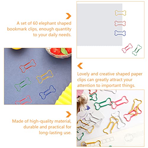 TOYANDONA 60 Stück Knochen Geformt Papier Clips mit Klaren Box Lustige Büroklammern Lesezeichen Planer Clips Büro Schule Liefert