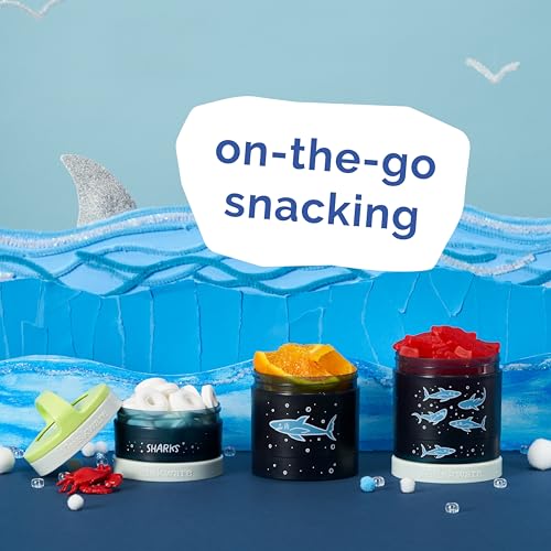 Image of Whiskware Stackable Snack Containers for Kids and Toddlers, 3 Stackable Snack Cups for School or Travel, Sharks(Pack of 1)