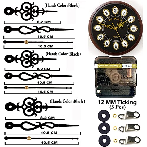 Image of YOPY� Combo 3 of Ajanta Mfg. Battery Operated Plastic Ticking Wall Clock Movement Machine with Hands (Needles : Antique Black 1)