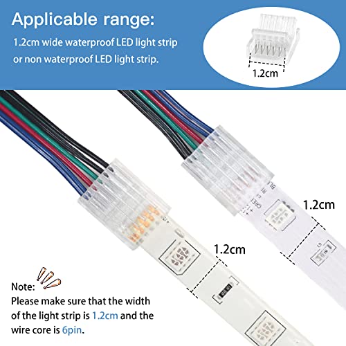 Hokimder 20 Pack 6 Pin Rgb Led Light Strip Connectors, 12Mm Waterproof Led Light Strip Track Lighting Connectors With 16.4Ft Led Wire Strip Lights (With Connector Pry And Screwdriver) #TOP4