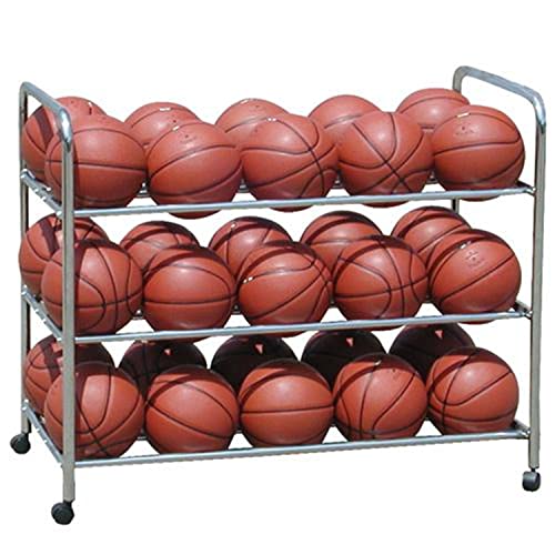 BSN Sports Double Wide Steel Ball Cart, Silver, 45"L x 24"W x 22"H