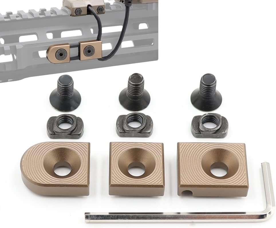 Mlok Weapon Light & Laser Pressure Switch Cable Guides Aluminum - 3 Pack, Black/Tan