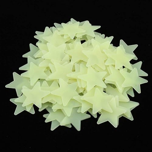 100 calcomanías 3D de pared en la oscuridad de estrellas en el dormitorio del bebé, niños, guardería, calcomanías de pared