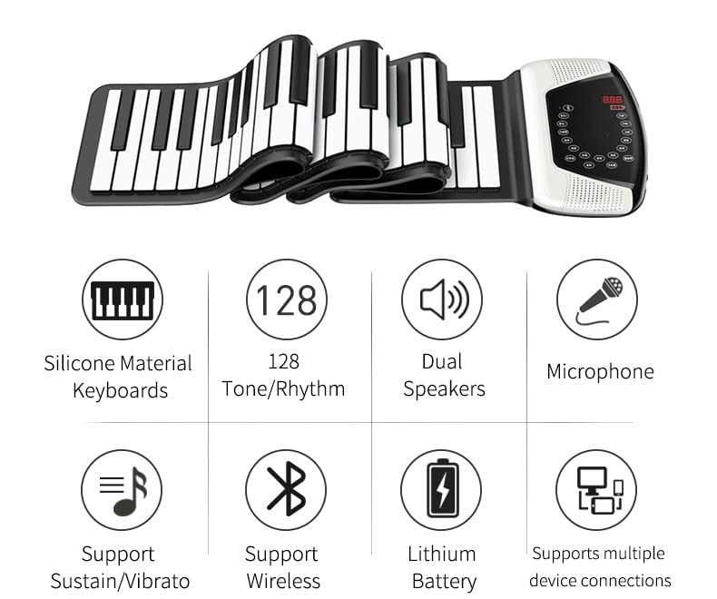 TSTS Piano électrique Pliable Piano Flexible Électronique 88 Clés du Clavier Musical Midi Piano Pratique pour Les… - Les Beatles, Paul McCartney, John Lennon, RIngo Starr, George Harrison TSTS Piano électrique Pliable Piano Flexible Électronique 88 Clés du Clavier Musical Midi Piano Pratique pour Les… – Image 3