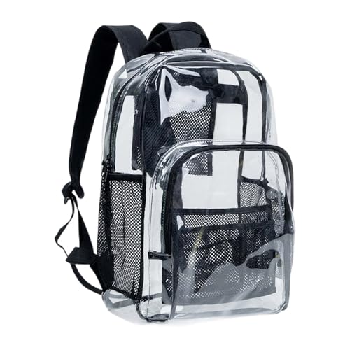 Générique Cartable Transparent Sac à Dos Léger Imperméable pour École Collège Filles Garçons Quotidien (Black, One Size)
