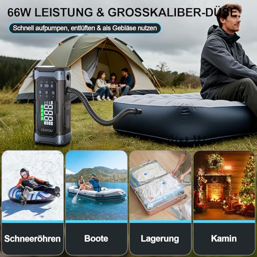 inklusive Schlauch und Nadels für Bälle und Matten (98 Zeichen) - Detailansicht von Starthilfe 7000A Powerbank Featou...