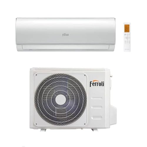 Climatizador Monosplit Ferroli 12000 BTU AMBRA S, Inversor con Unidad Interior y Exterior, Autolimpieza y Mando a distancia con App, Bomba de Calor, R-32, WiFi, Clase de eficiencia energética A++
