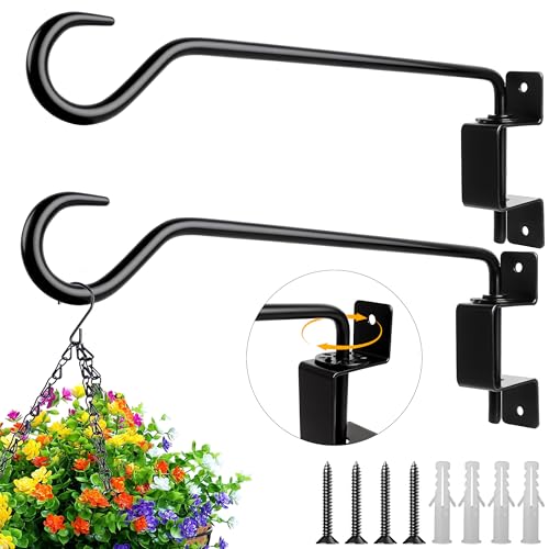 12-Inch Plant Hangers - 2 Pack Rustic Iron Hooks for Plants and Baskets