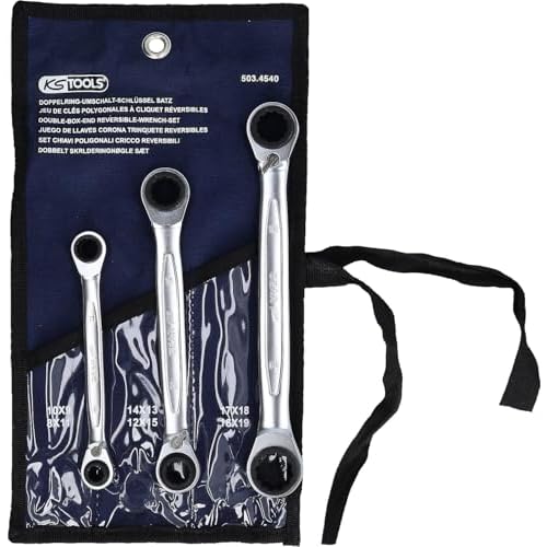 KS Tools 503.4540 4 in 1 GEARplus umschaltbar Doppel-Ratschenringschlüssel-Satz, 3-tlg.