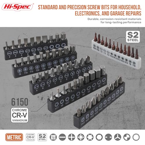 Image of Hi-Spec 79pc Multi Screw Driver Bit Set and 1 /4 inch Socket Set with Handles. Flexible Extension, Precision, Torx and Tamperproof 1 /4 inch Hex Screwdriving Bit Accessories in a Case