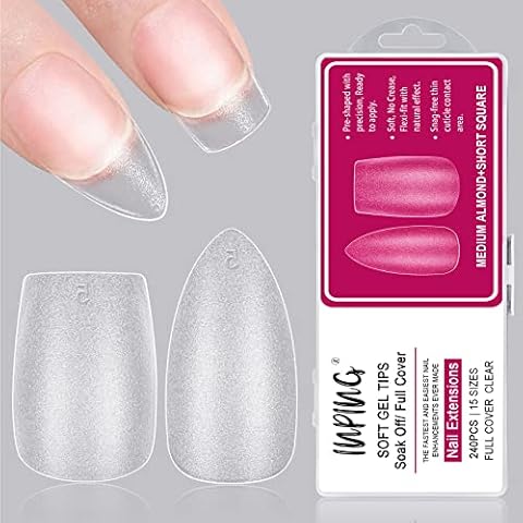 INPING Soft Gel Full Cover Nail Tips, 240PCS Cover