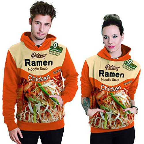 Thenice Neutral Long Sleeve Hoodies Sweatshirts Lover Couples Suits (L, Ramen Orange)