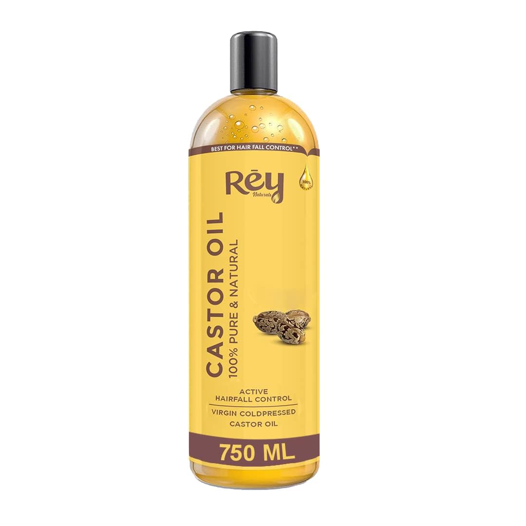 Rey Naturals Cold Pressed Virgin Castor Hair Oil | Arandi Tel | For Hair Growth, Nail cuticles, Eyelash & Eyebrows | Hydrates Skin & Reduces Wrinkles | Suitable For All Hair Types - 750ML-image-20